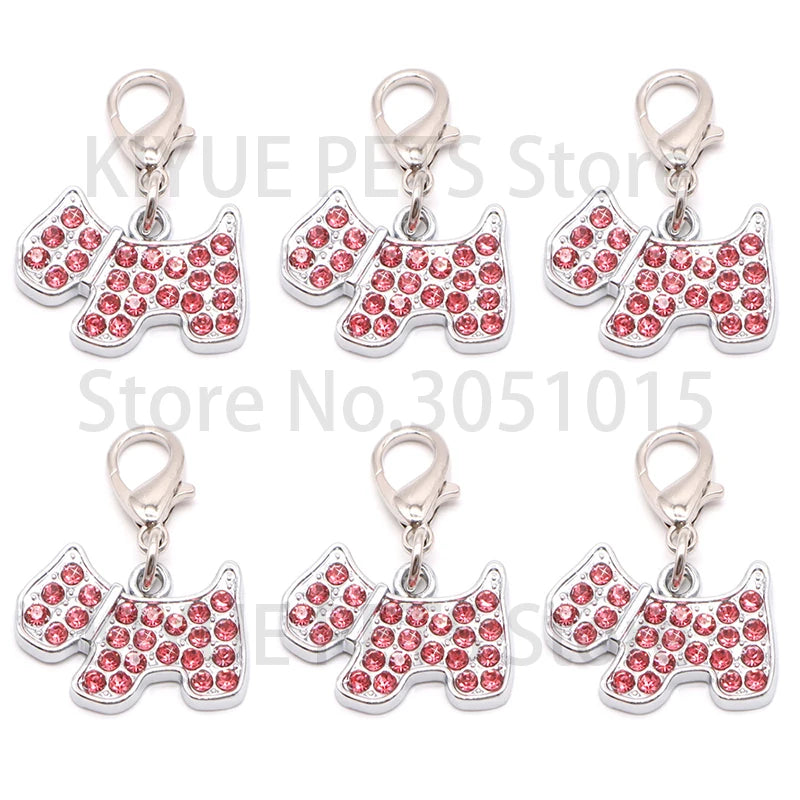 Wholesale 100Pcs Rhinestones Dog Cat Id Tags DIY Personalized Alloy Metal  Plate   Lase Engraving Name and Diamond Telphone NO.