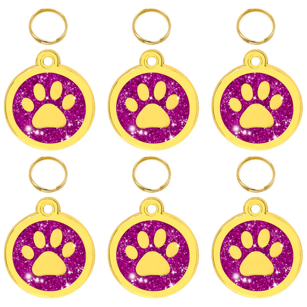 20Pcs Anti-lost Custom Dog ID Tag Engraved Pet Collar Accessories Personalized Blank Alloy Puppy Paw Name Metal