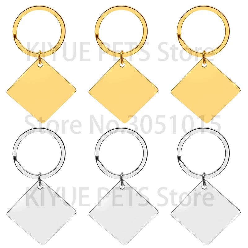 Wholesale 50Set Dog Id Tag Square Stainless Steel Personalized Cat Tag Custom Cats Kitten Door Plate  Engraved Pet Collar