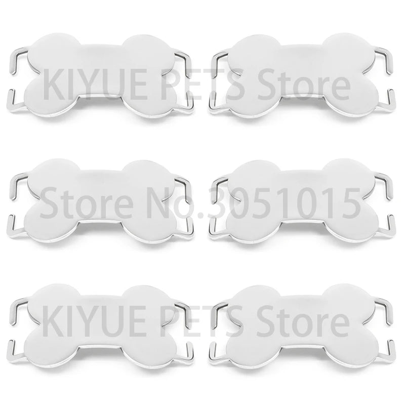 Personalized 20Pcs Slide-on Blank Stainless Steel Bone  ID Tag Collar Accessories Pendant Custom Engraving Address Dog Nameplate