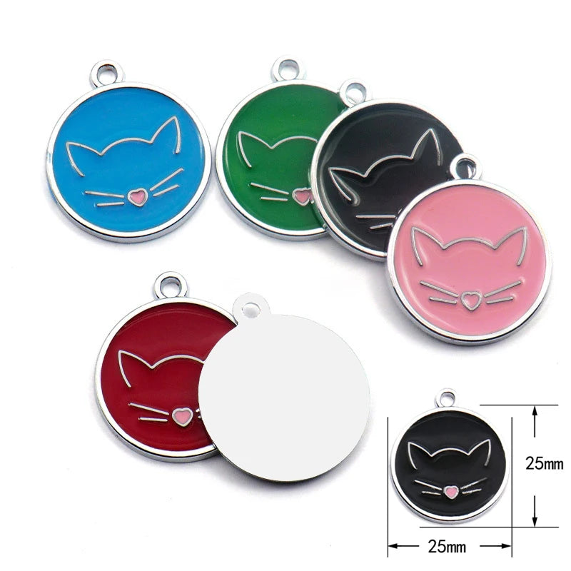 Personalized Custom 100Pcs Blank Pet ID Tag Metal Pendant Jewelry Necklace Nameplate Cat Collar Accessoires