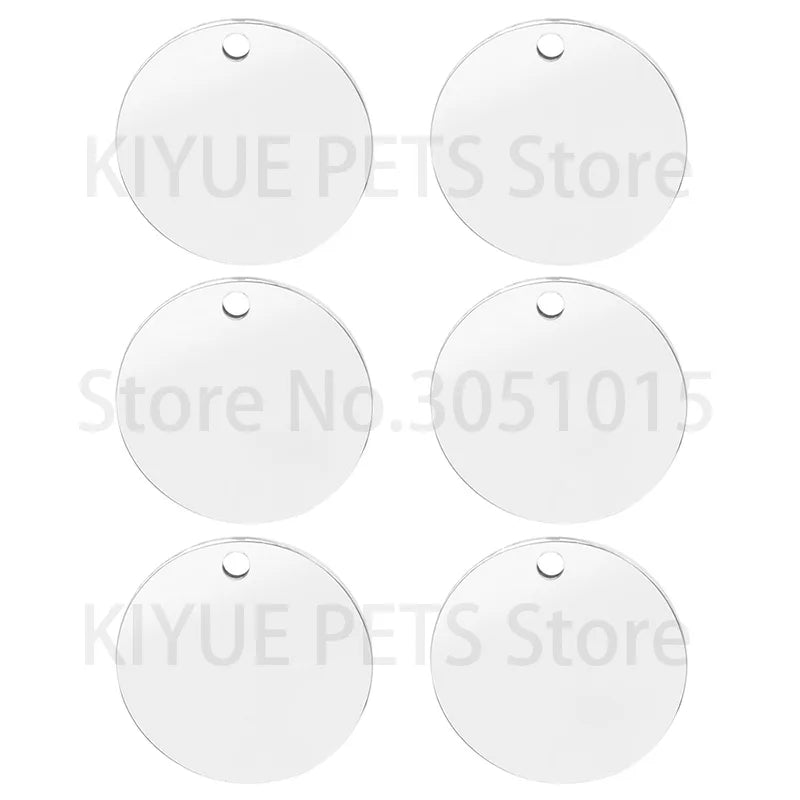 Engraved 100PCS Blank Stainless Steel Round ID Tag Pet Dog Metal Pendant Jewelry Necklace Nameplate Cat Accessoires