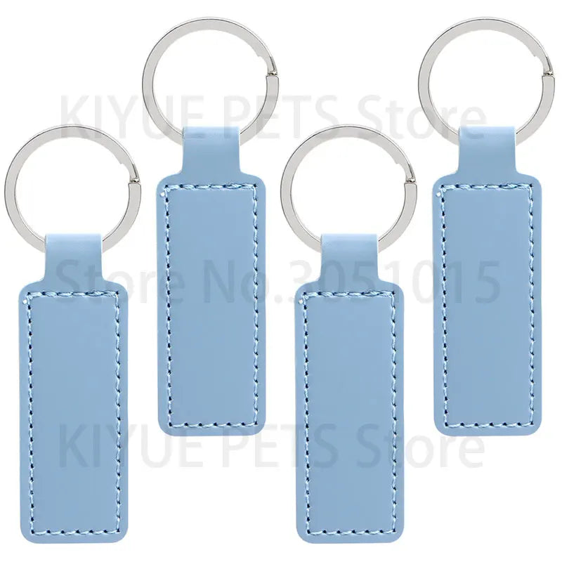 Wholesale 100 50 Pcs PU Leather ID Tag Key Chains Car Keychain Personalized Name Dog Tag ID Plate Square Key Pendant With Ring