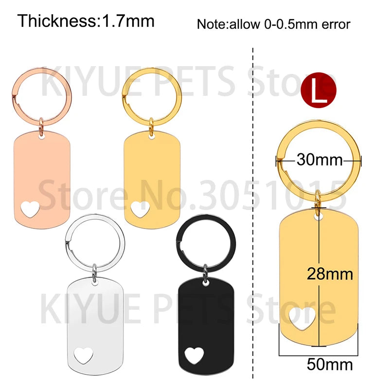 Personalized 50Pcs/Set Stainless Steel Blank Dog Tag Round Bone Pendant Keychain Custom Jewelry Making Keyring Accessories