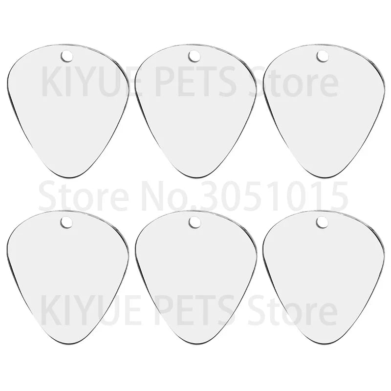 20PCS Dog ID Tag Blank Stainless Steel Personalized Charm Pendant Necklace Guitar Picks Pet Cat Custom Puppy Kitten Collar Acces