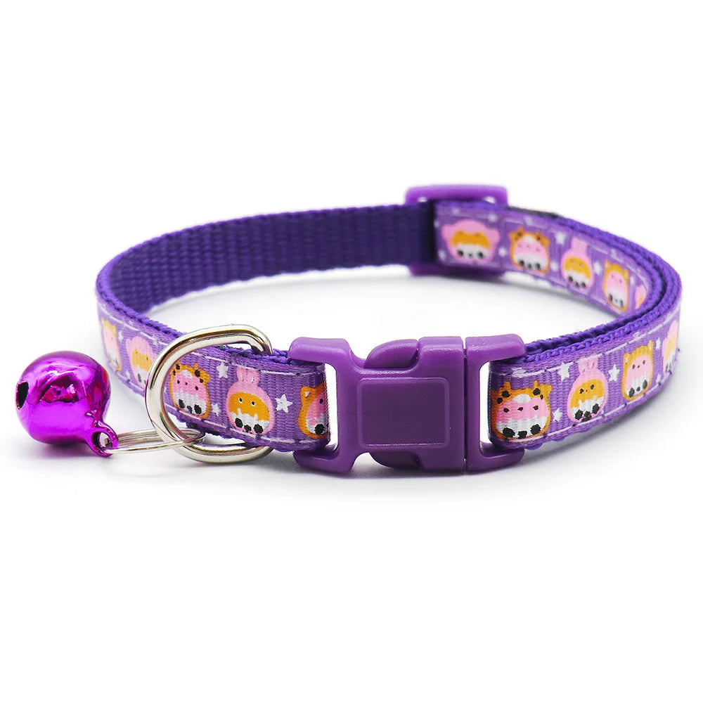 100Pcs Dog ID Collars Kitten Cat With Bells Practical Polyester Reusable Puppy Colorful Necklace Decoration Supplies Pets Gifts