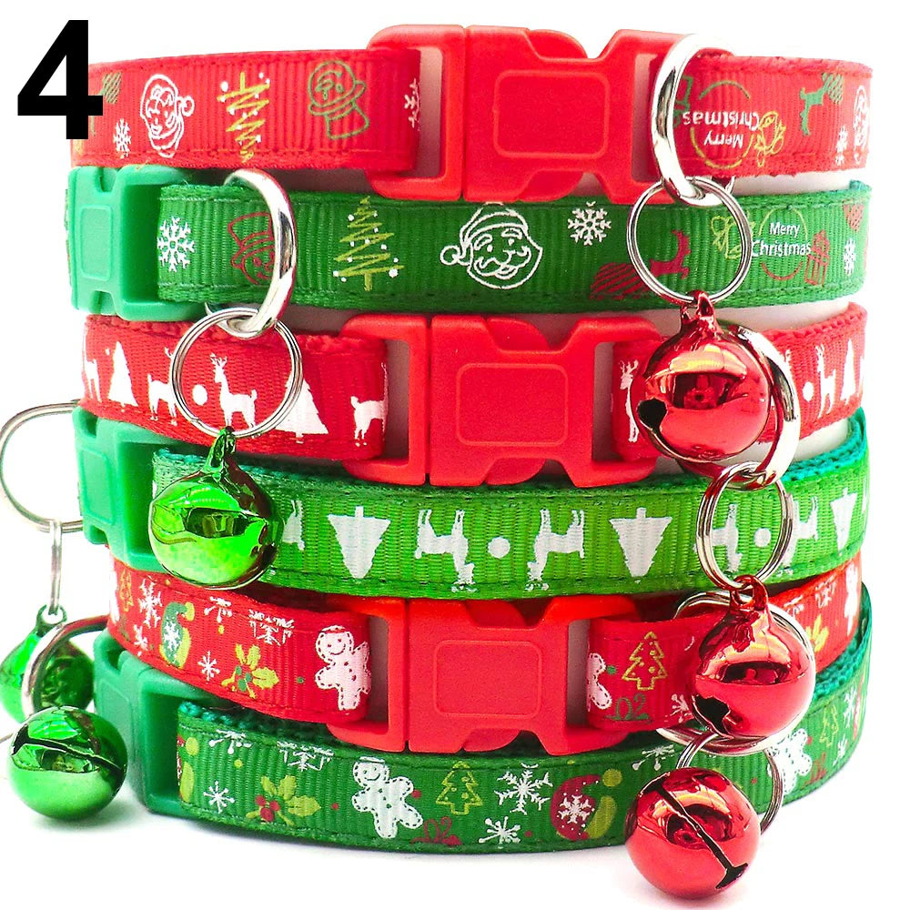 24PCS Pet Cat Collar Bow Tie And Bell Cute Plaid Christmas Red Adjustable Dog Collar With Sash Gifts