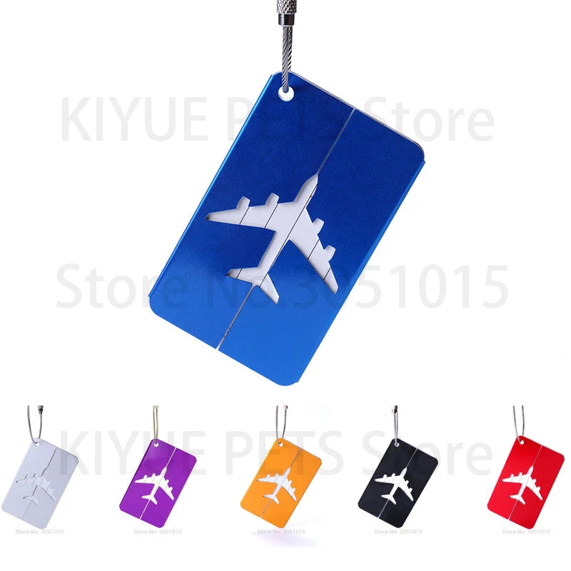 Wholesale 20Pcs Name Custom Aluminium Plate Luggage Suitcase Dog ID Tag Laser Label Holder Travel Accessories