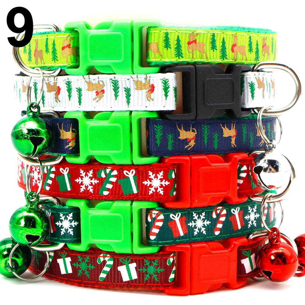 24PCS Pet Cat Collar Bow Tie And Bell Cute Plaid Christmas Red Adjustable Dog Collar With Sash Gifts