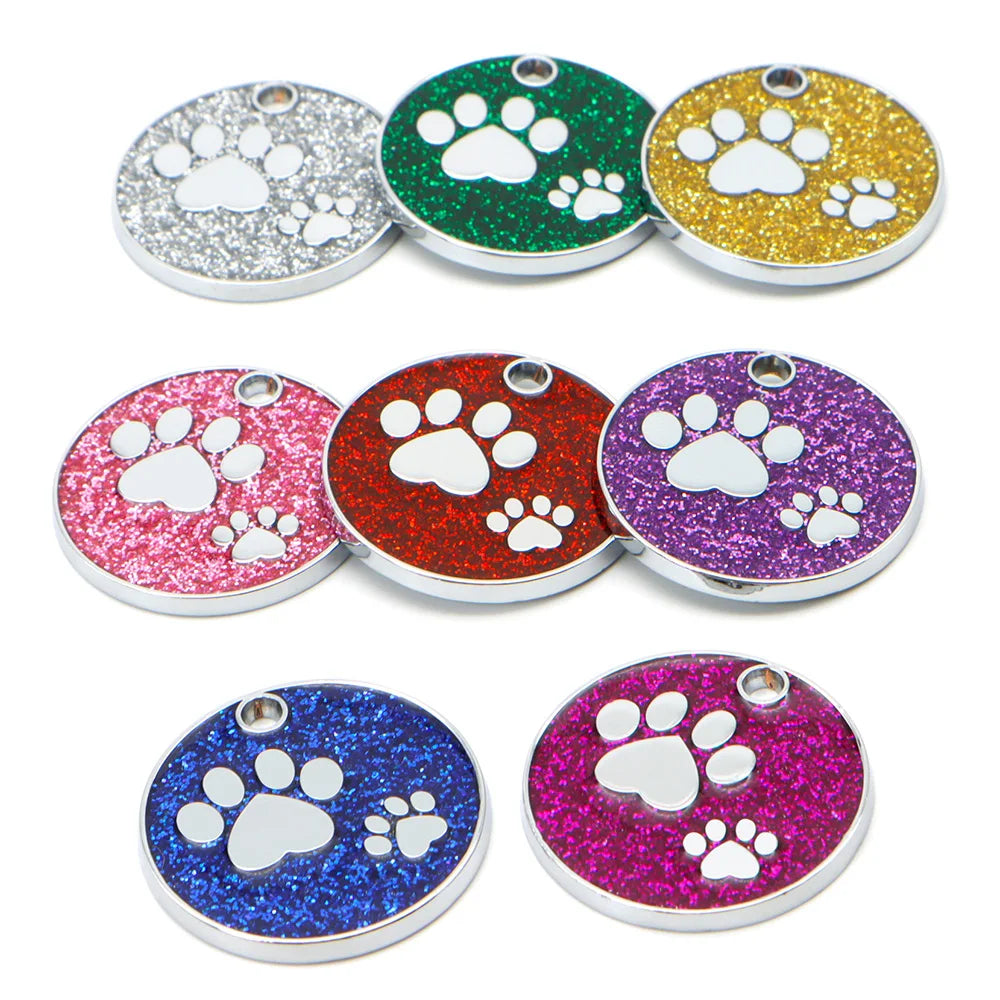 Wholesale 100pcs Shiny Dog Tag Necklace Pendants Personalized Pet ID Tag Engraved Name Number Address Collar MetalPuppy Cat Neck