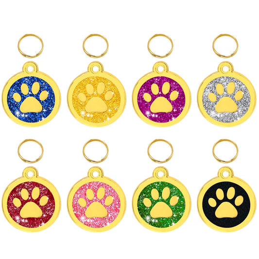 100Pcs Wholesale Dog ID Tsg Pet Cat Name Tags Customized Anmial Paw Collar Accessories Nameplate Anti-lost Pendant