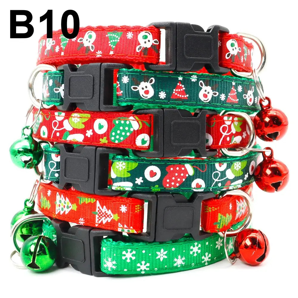 Wholesale 24PCS Christmas Collar Exquisite Festive Dog Neck Strap Fashion Personality Cat Head Covering