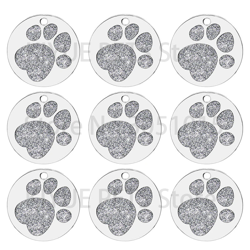 Wholesale 100Pcs Personalized Dog Tag Custom Pet Puppy Dog ID Tag Dog Collar Accessories Engraved Name Plate Paw Tag For Dogs