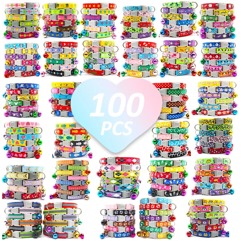 100pcs Adjustable Pet Collars Cute Dog Collars Cat Necklaces Durable Comfortable Animal Accessories Wedding Party Puppy Bowties