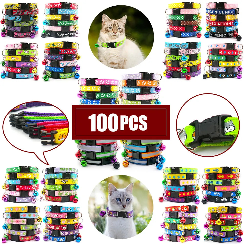 100PCS Cute Bell Collar Anchor Leopard Bee OrintingLeopard  For Cats Dog Collar Plastic buckleTeddy Bomei Dog Cartoon FunnyLeads