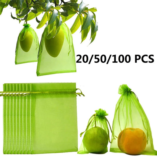 Wholesale Fruit Protection Bags Pest Anti-Bird Garden Netting Strawberry Bags Mesh Grapes Bag Drawstring Planter Grow Bags