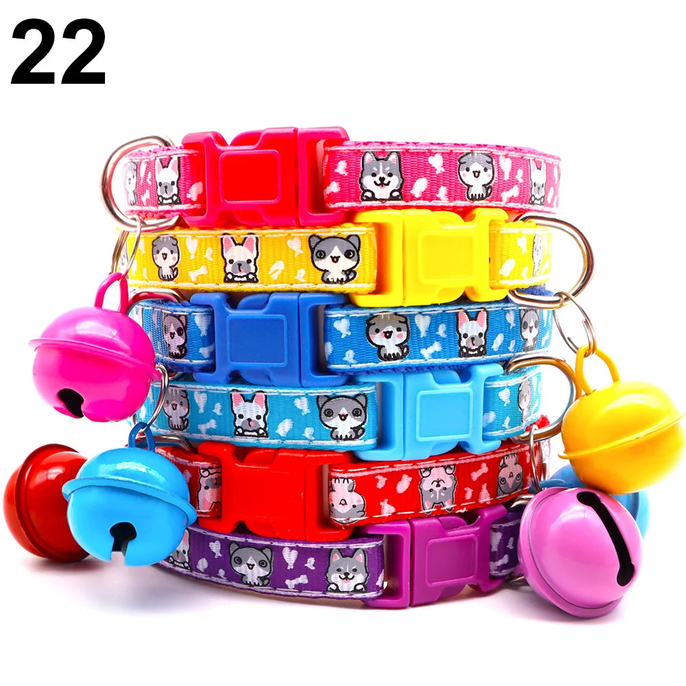 24PCS Cute Bell  Collar Different  Teddy Bomei Dog Cartoon Footprint Cat Colth Supplies Pets Leads Product Dropshipping