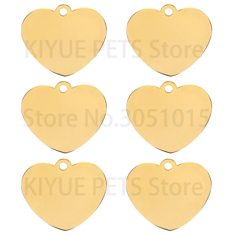 20PCS Heart-shaped Stainless Steel Dog ID Tag Pet Nameplate Pendant Custom Personality Engraved Cat Identity Necklace Accessorie