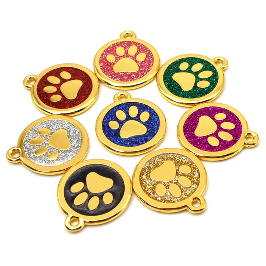 20Pcs Anti-lost Custom Dog ID Tag Engraved Pet Collar Accessories Personalized Blank Alloy Puppy Paw Name Metal