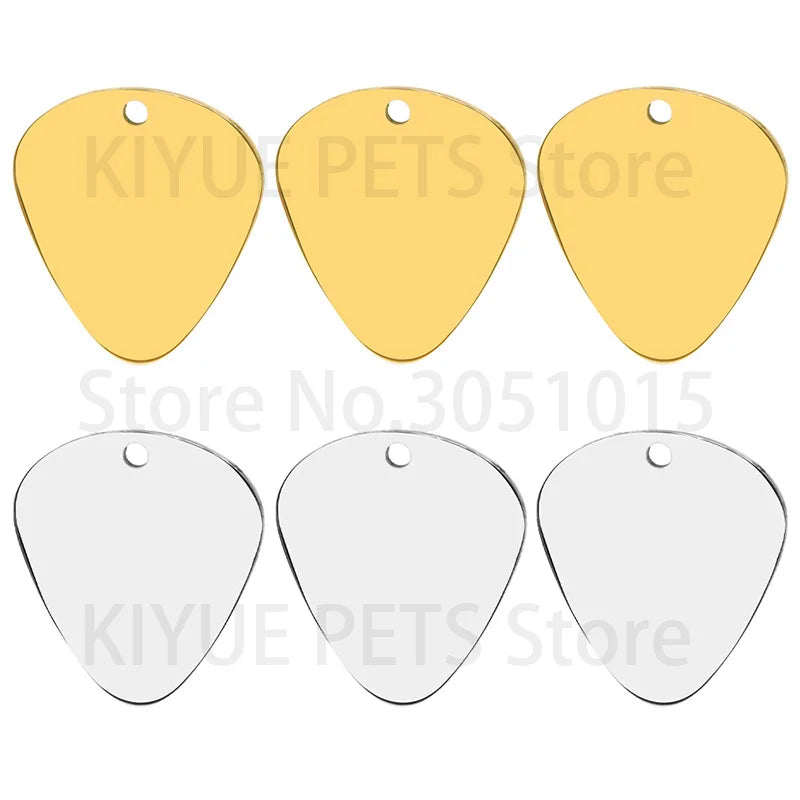 20PCS Dog ID Tag Blank Stainless Steel Personalized Charm Pendant Necklace Guitar Picks Pet Cat Custom Puppy Kitten Collar Acces