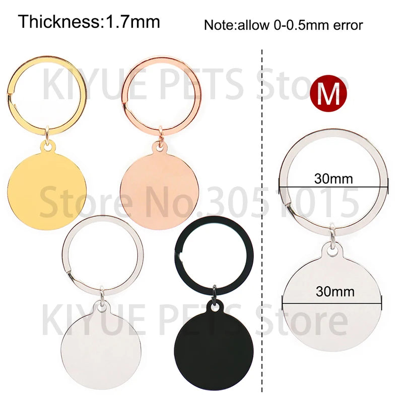 Custom 20Pcs/Set Pet Dog ID Tag Bone Round Stainless Steel Plate Pendant Necklace Collar Pet Accessories