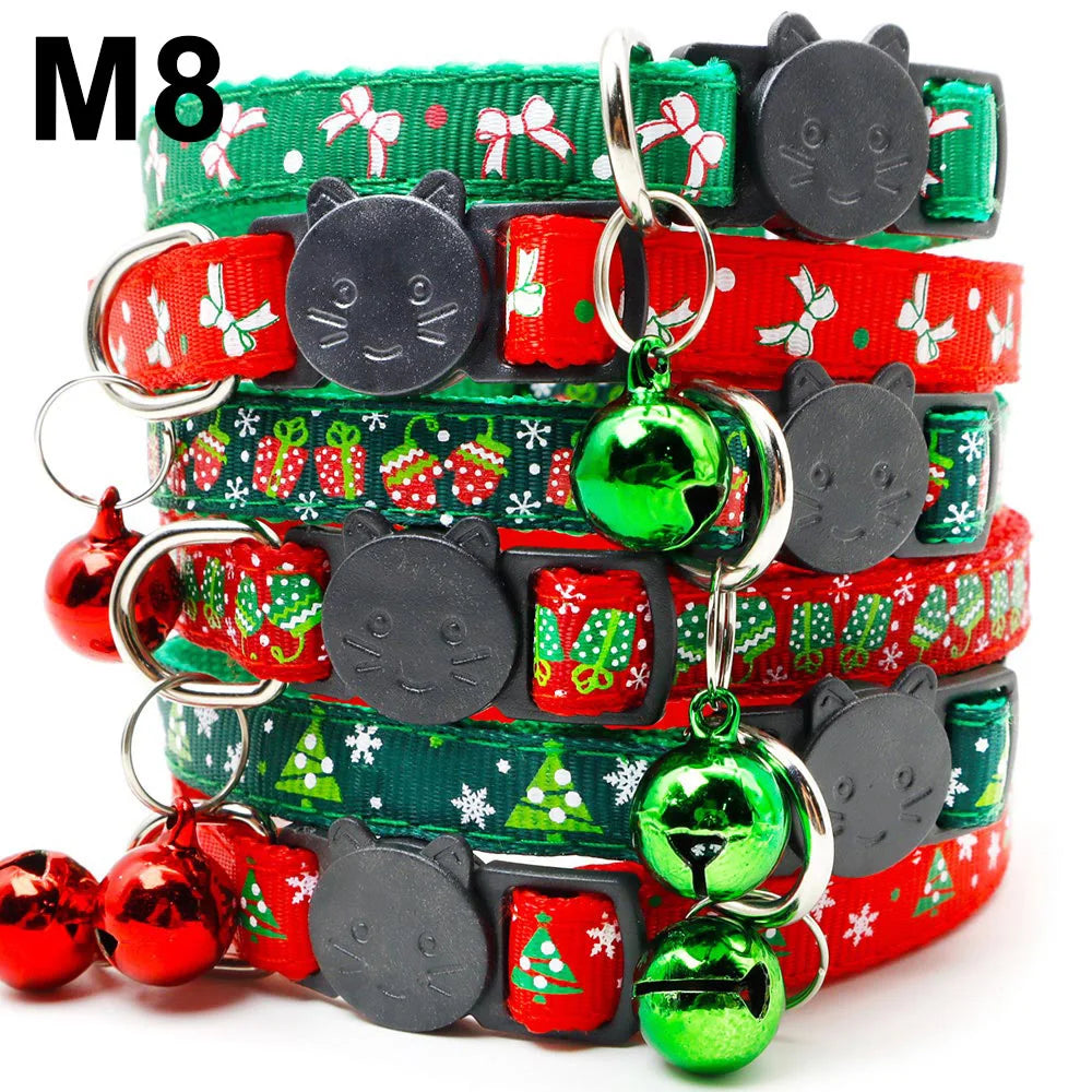 Wholesale 24PCS Christmas Collar Exquisite Festive Dog Neck Strap Fashion Personality Cat Head Covering