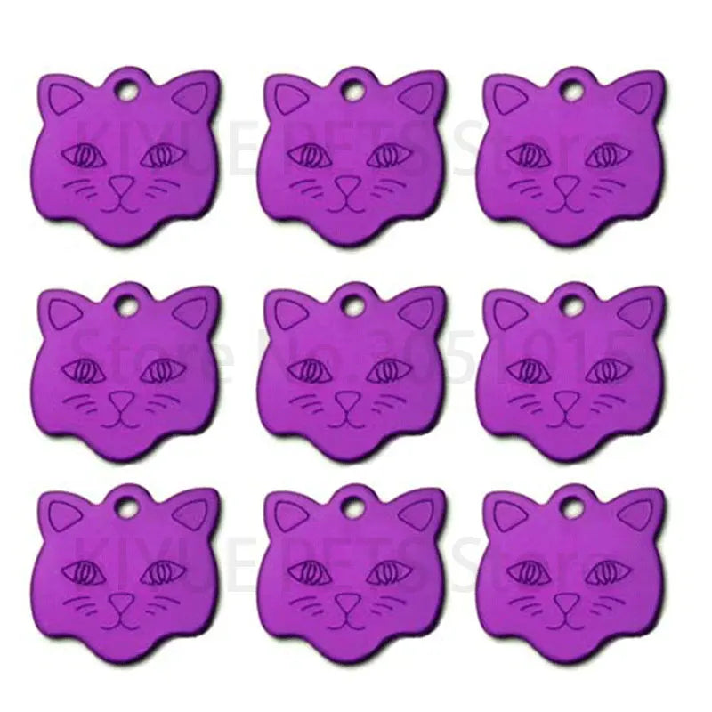 Wholesale 20Pcs Cat ID Tag Cats Name Tag Pendant  Aluminum Pet Accessories Face Nameplate Customized Tag For Cats Collar