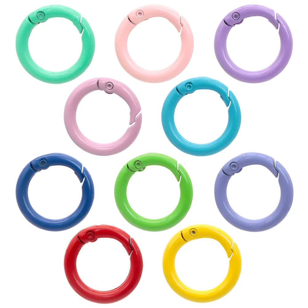 100Pcs Round Carabiner Ring Split Spring Gate Keychain O Ring Chain Jewelry Making Connector Pet Tag Accessories