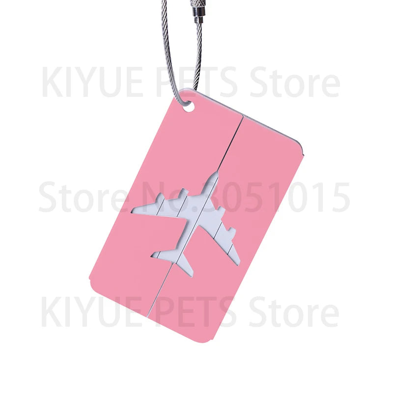 Wholesale 20Pcs Name Custom Aluminium Plate Luggage Suitcase Dog ID Tag Laser Label Holder Travel Accessories