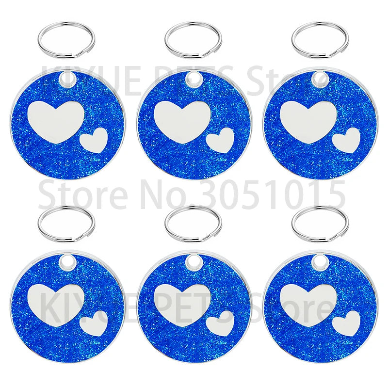 100PCS Personalized Pet ID Tags Engraved Pet Name Heart Number Address Cat Dog Collar Animal Round Pendant Puppy Rabbit Necklace