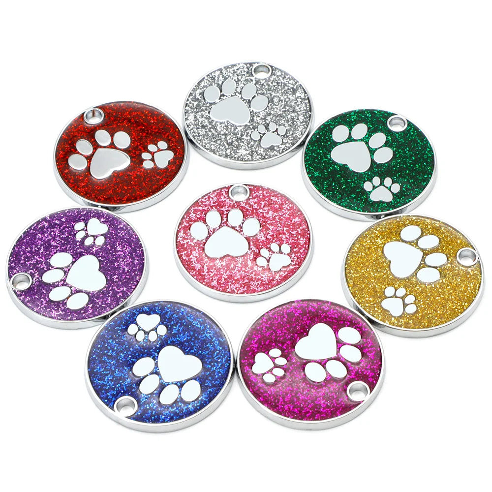 Wholesale 100pcs Shiny Dog Tag Necklace Pendants Personalized Pet ID Tag Engraved Name Number Address Collar MetalPuppy Cat Neck