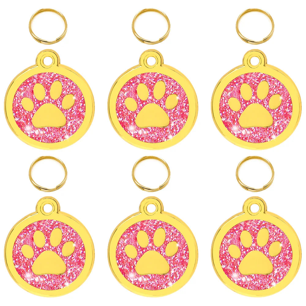 20Pcs Anti-lost Custom Dog ID Tag Engraved Pet Collar Accessories Personalized Blank Alloy Puppy Paw Name Metal