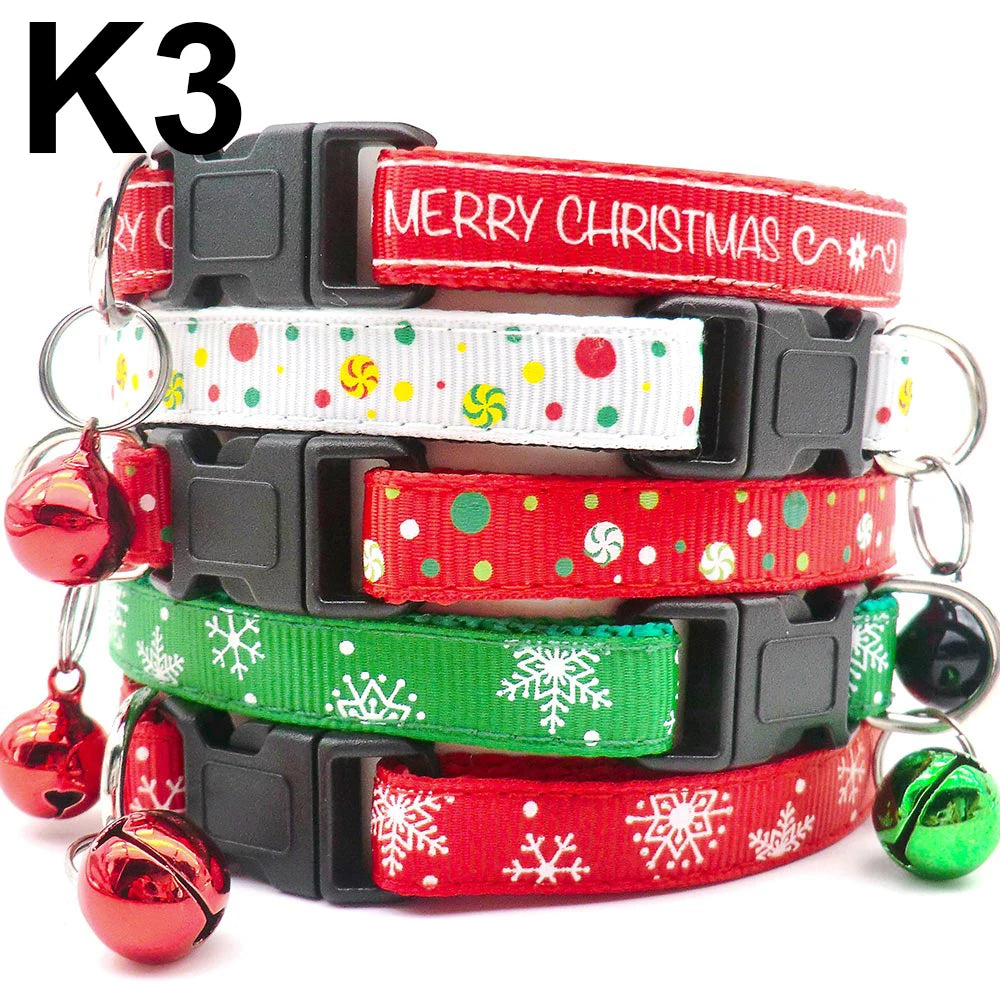 24PCS Pet Cat Collar Bow Tie And Bell Cute Plaid Christmas Red Adjustable Dog Collar With Sash Gifts