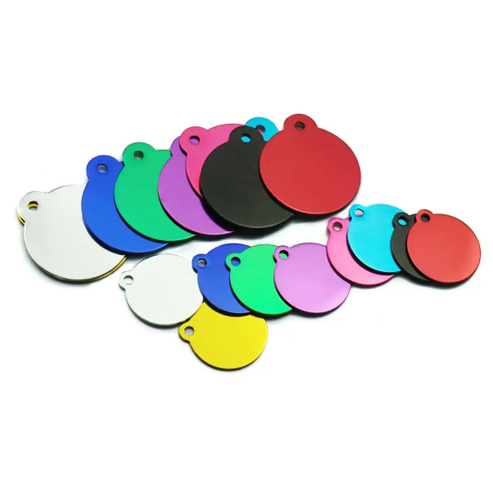 Wholesale 20pcs Pet Dog Cat Tag Id Aluminum Phone Telephone Supplies Alloy Round Shape Charm Keyrings Shop Lable Plate