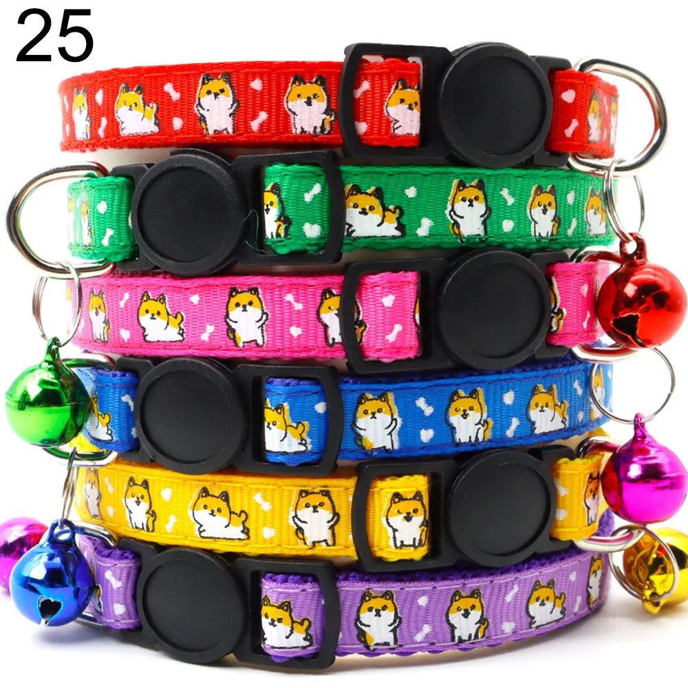 Wholesale 24PCS Oval Clasp Dog And Cat Collar Adjustable Halter Neck With Bell Necklace Personality Charm Accessories