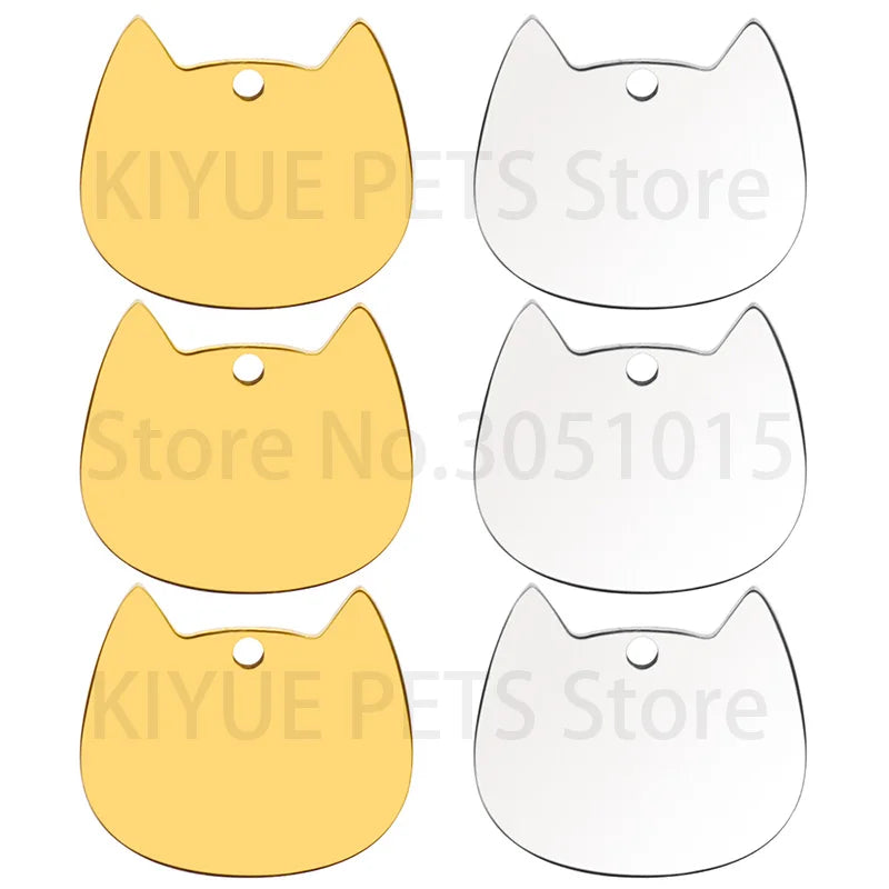 100Pcs Cat Id Tag Face Shape Lovey Pendant Collar Accessories Stainless Steel Dog Name Blank Metal Engraved Quality Neck