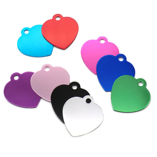 Wholesale 100Pcs Personalized Heart Dog Tag Pet Dog ID Name Wedding Gift Tag Card Customized Laser Name Dog Collar Accessories