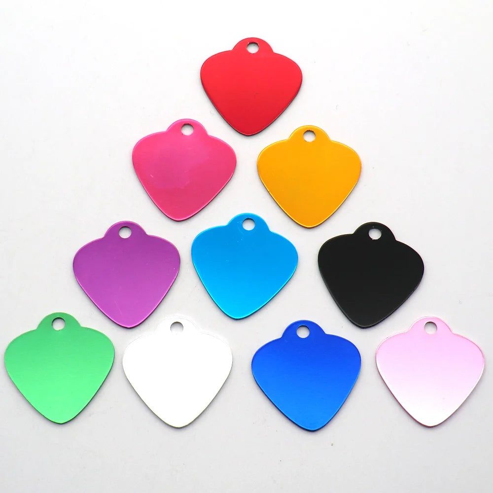 Wholesale 100Pcs Personalized Heart Dog Tag Pet Dog ID Name Wedding Gift Tag Card Customized Laser Name Dog Collar Accessories