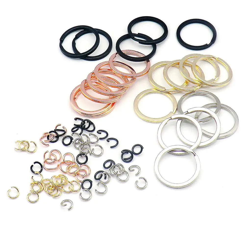 100Pcs Key Chain Key Ring Round Flat Line Pet Collar Keychain Holder For Jewelry ID Tag Making Wholesale DIY Day Gift Accessorie