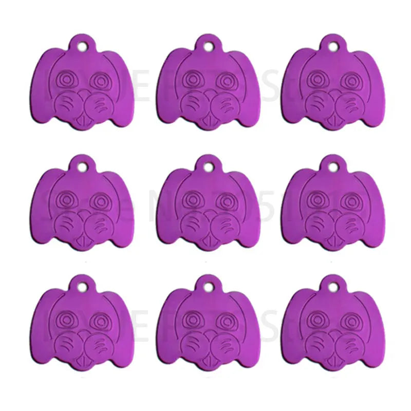 100Pcs Personalized Pet ID Tag Aluminum Dog Head Pendant Engravable Anti Lost Puppy Colar Charm Accessories