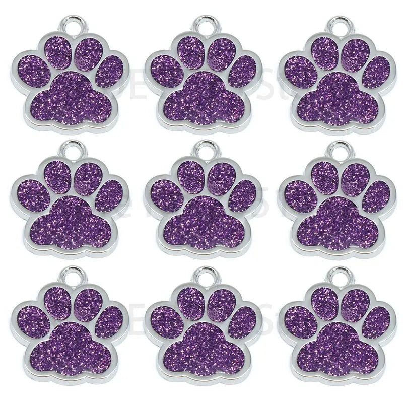 Wholesale 100Pcs Paw Identity Pendant Dog Tag Round Name Plate Pet ID Tag For Dogs Cats Personalized Custom Engraved Keychain