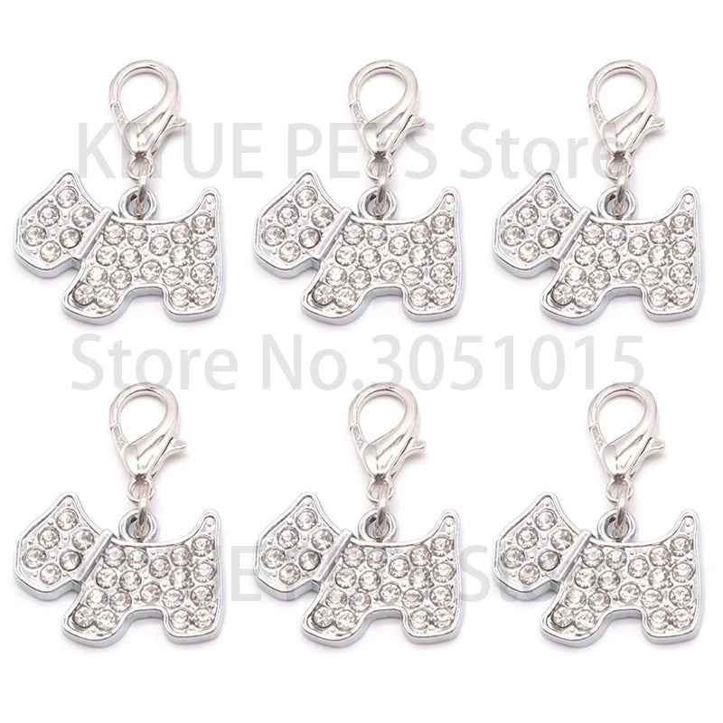 Wholesale 100Pcs Rhinestones Dog Cat Id Tags DIY Personalized Alloy Metal  Plate   Lase Engraving Name and Diamond Telphone NO.