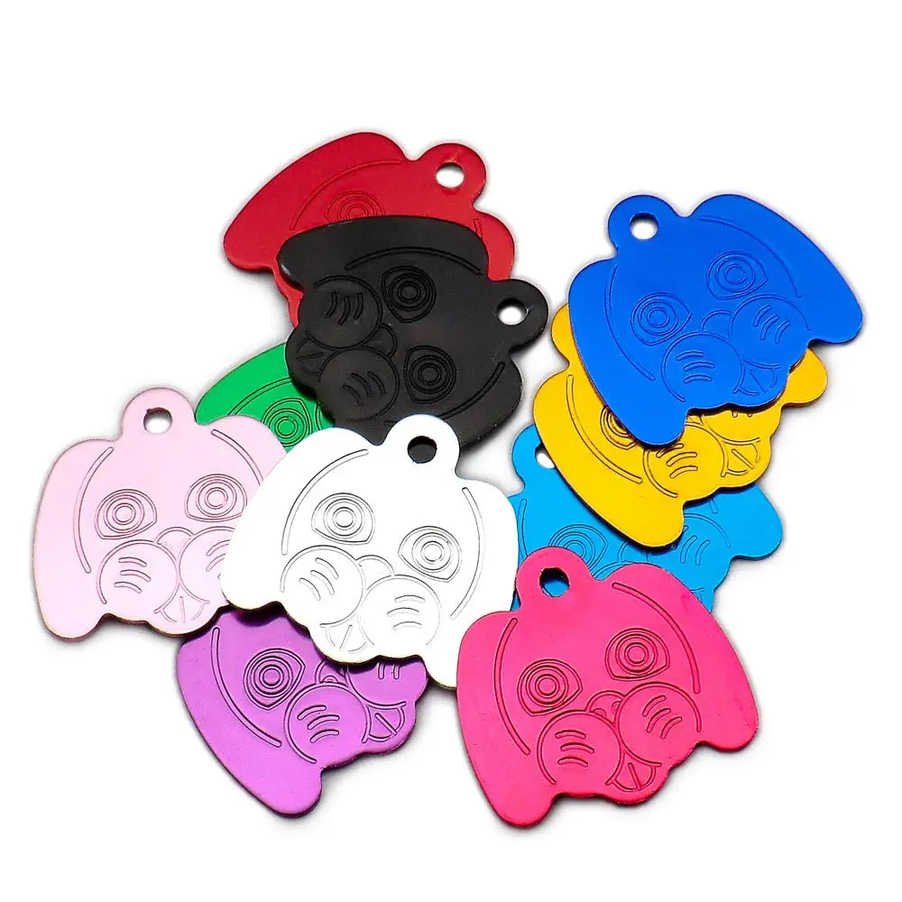 100Pcs Personalized Pet ID Tag Aluminum Dog Head Pendant Engravable Anti Lost Puppy Colar Charm Accessories