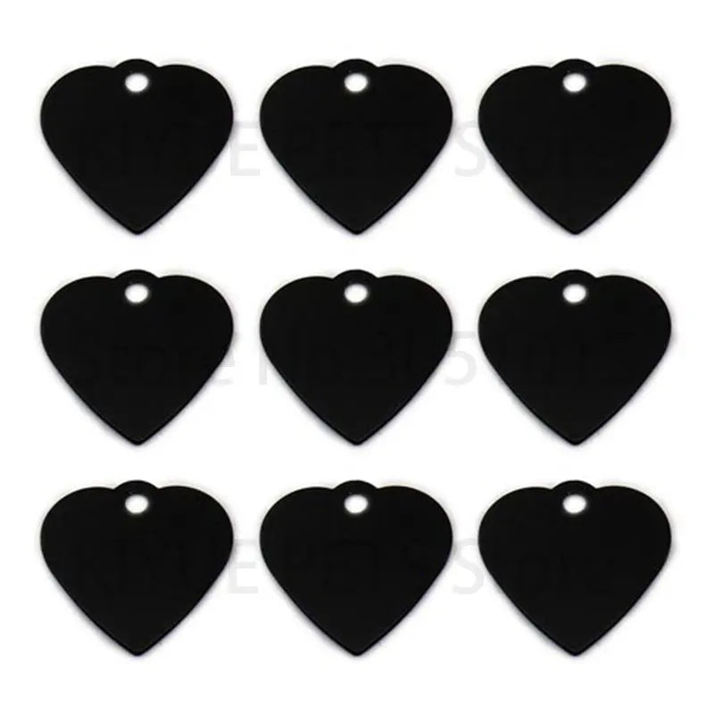 Wholesale 100Pcs Dog ID Tag Pet Name Engraving Tag Pendant plate name pendant Herat Necklace Collar Puppy Cat Collar Accessory