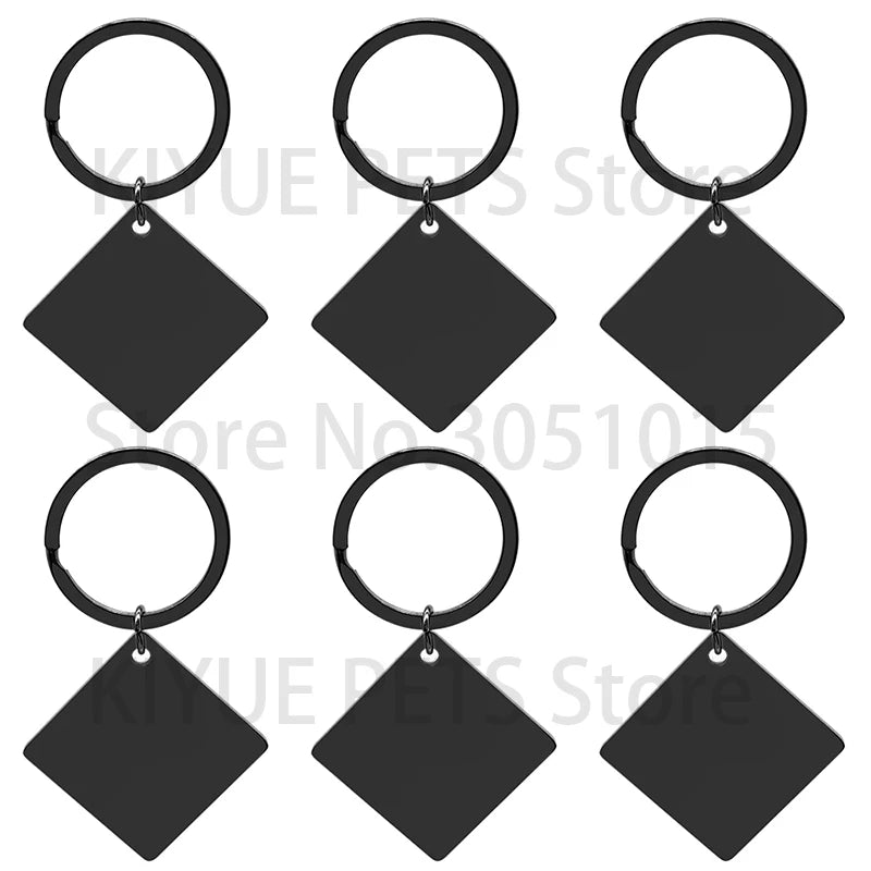 Wholesale 50Set Dog Id Tag Square Stainless Steel Personalized Cat Tag Custom Cats Kitten Door Plate  Engraved Pet Collar