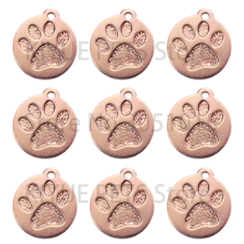 Wholesale 100Pcs Personalized ID Dog Tag Custom Engraved Name Puppy Dog Tag Paw Pendant Keychain Pet Dog Collar Accessories