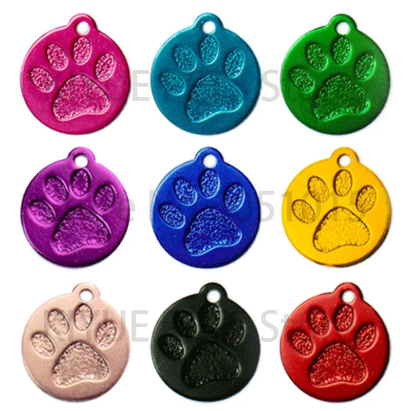 Wholesale 100Pcs Personalized ID Dog Tag Custom Engraved Name Puppy Dog Tag Paw Pendant Keychain Pet Dog Collar Accessories