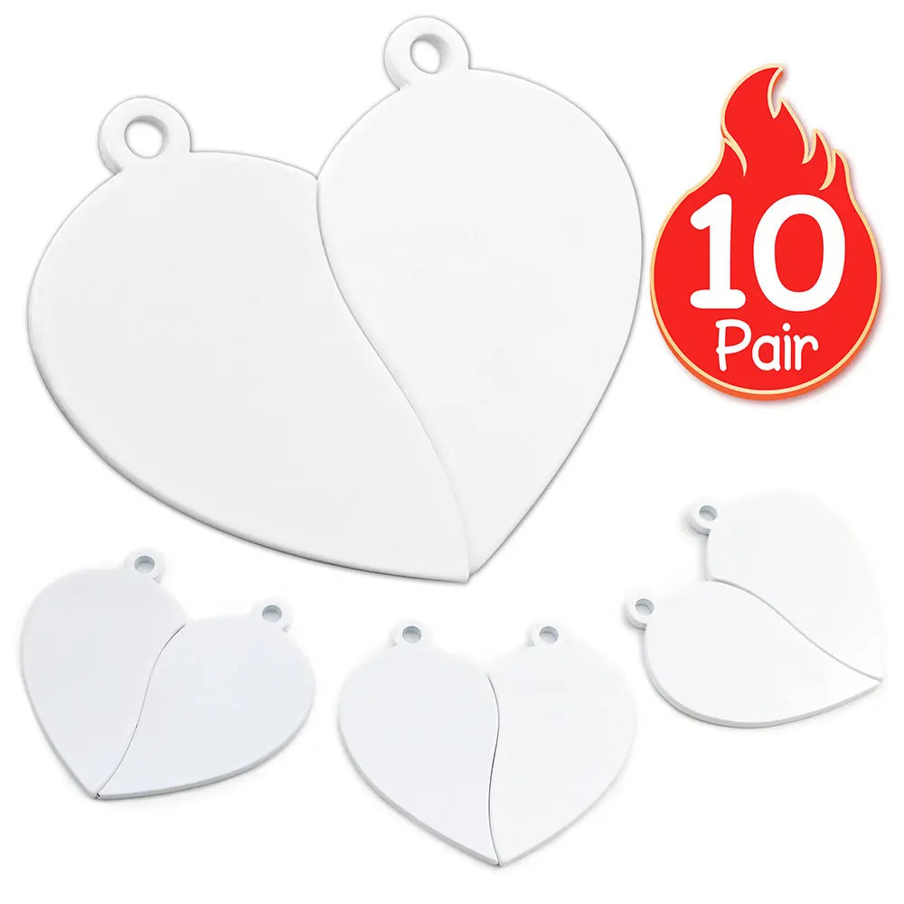 10Pair/lot Stainless Steel Couple Necklace Pendant Love Heart Puzzle Tag Chains Dog Collars Jewelry Birthday Gift Accessories