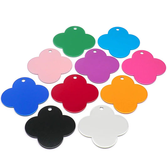 100pcs Personalized ID Dog Tag Four leaf clover Custom Cat Tags for Small Large Dogs Engraved Name Pet Products ID Tag for Pets