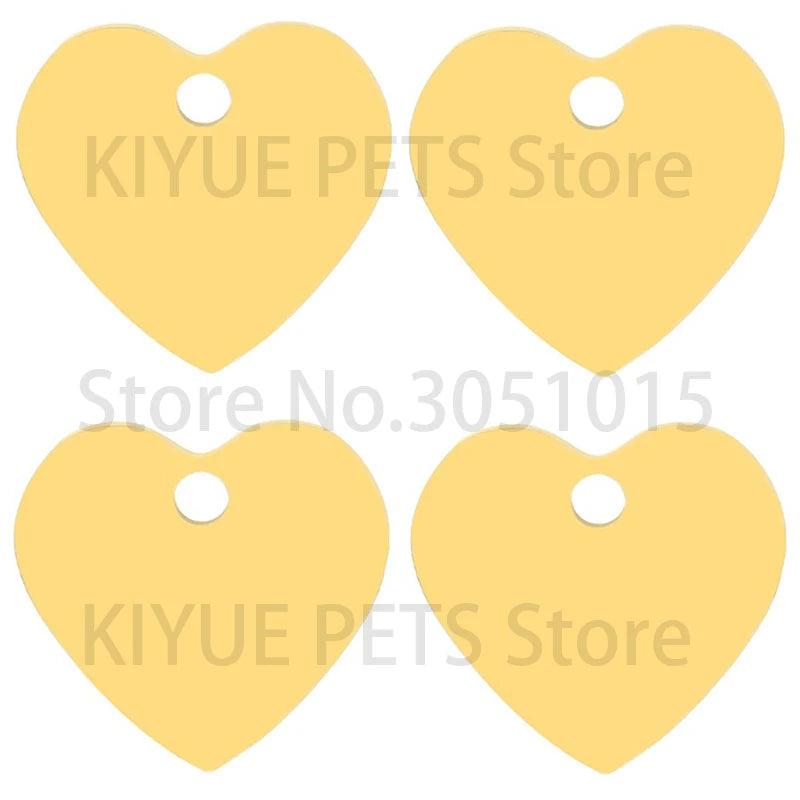 100Pcs Personalized Pet Dog ID Tag Blank Stainless Steel Heart Charm Laser Pendant Engravable Jewelry Plate Gift Souvenir